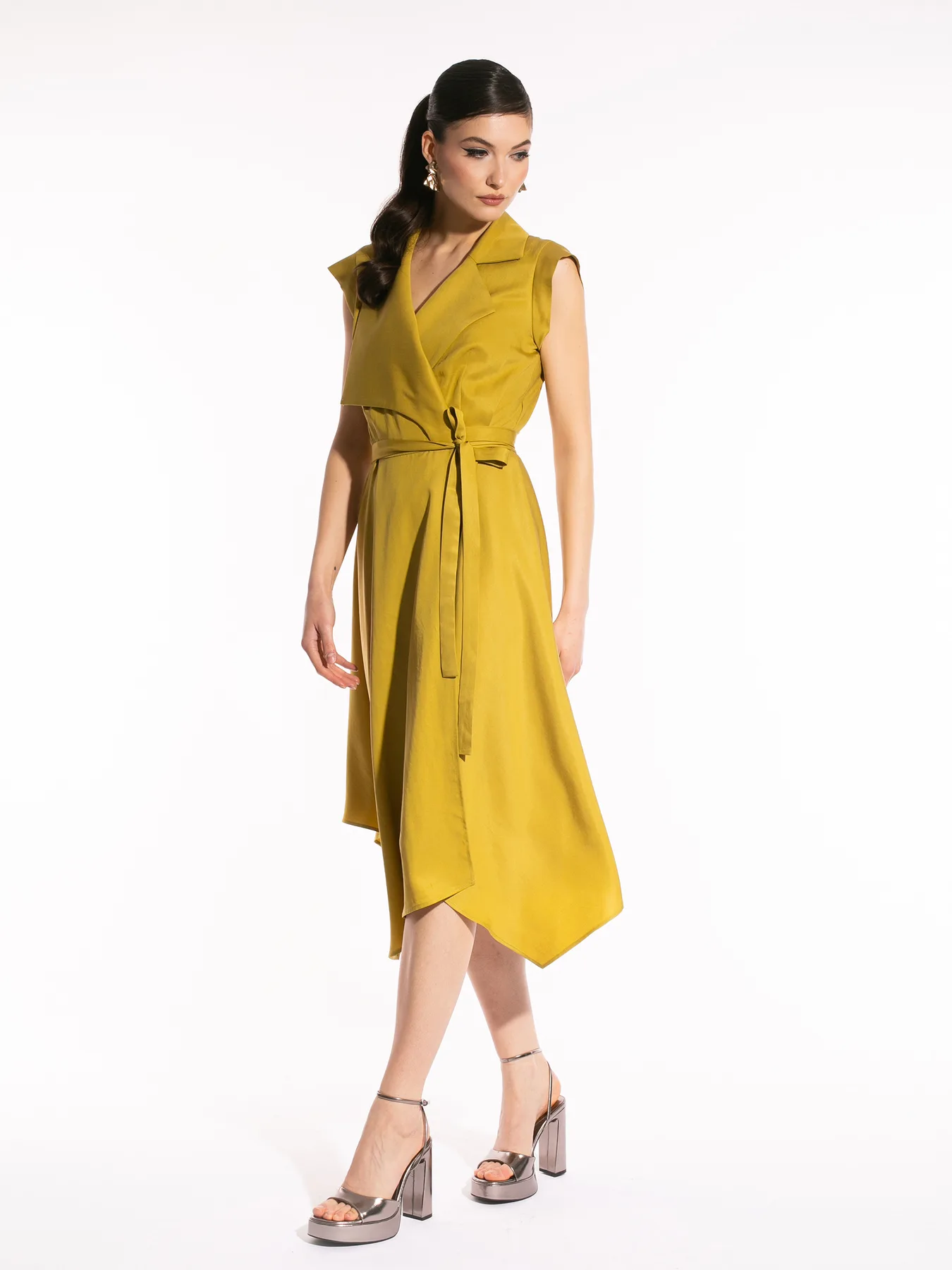 Rochie petrecută din tencel cu tiv asimetric by Larisa Dragna