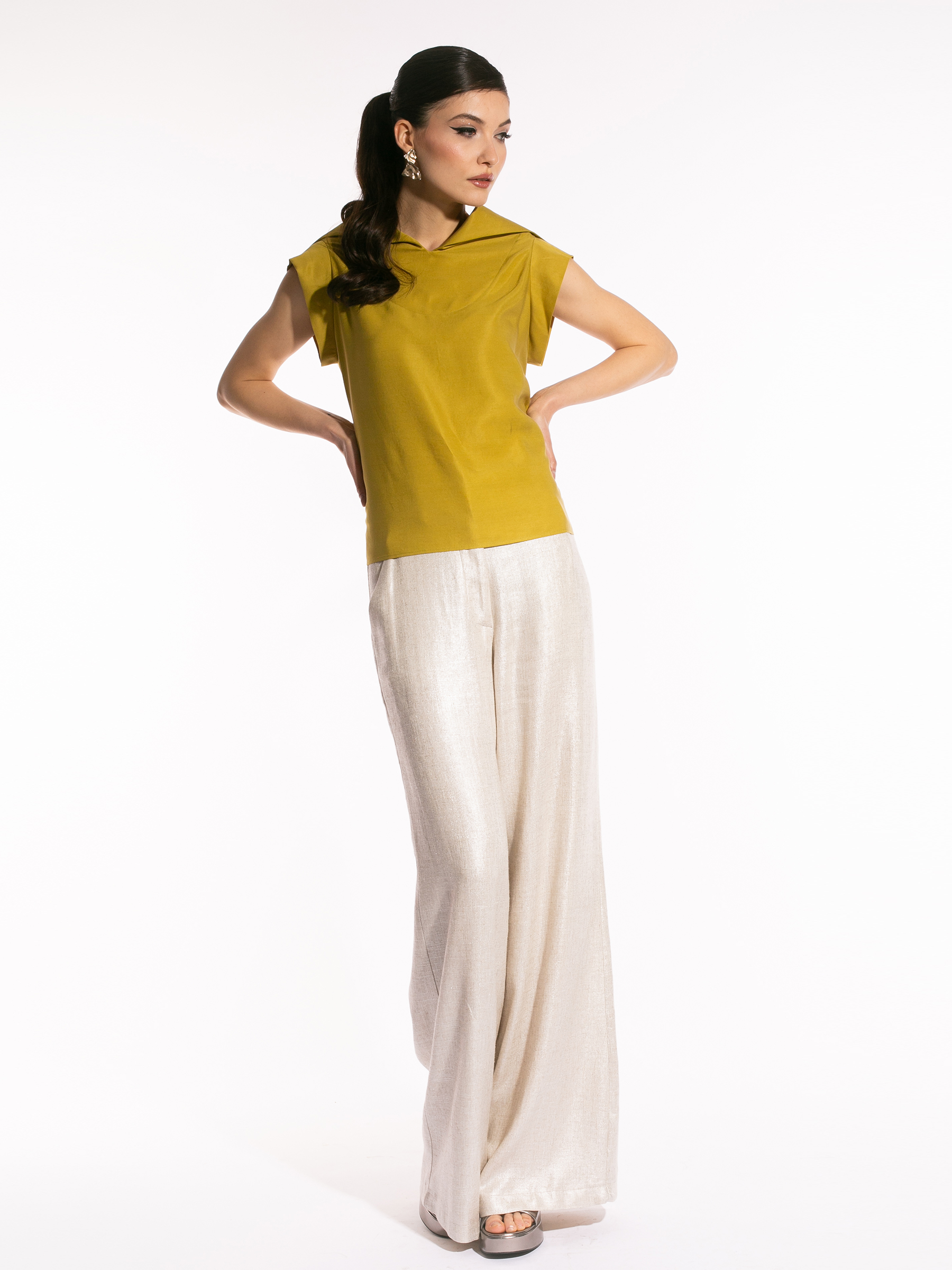 Pantaloni cu peliculă argintie Shimmer by Larisa Dragna