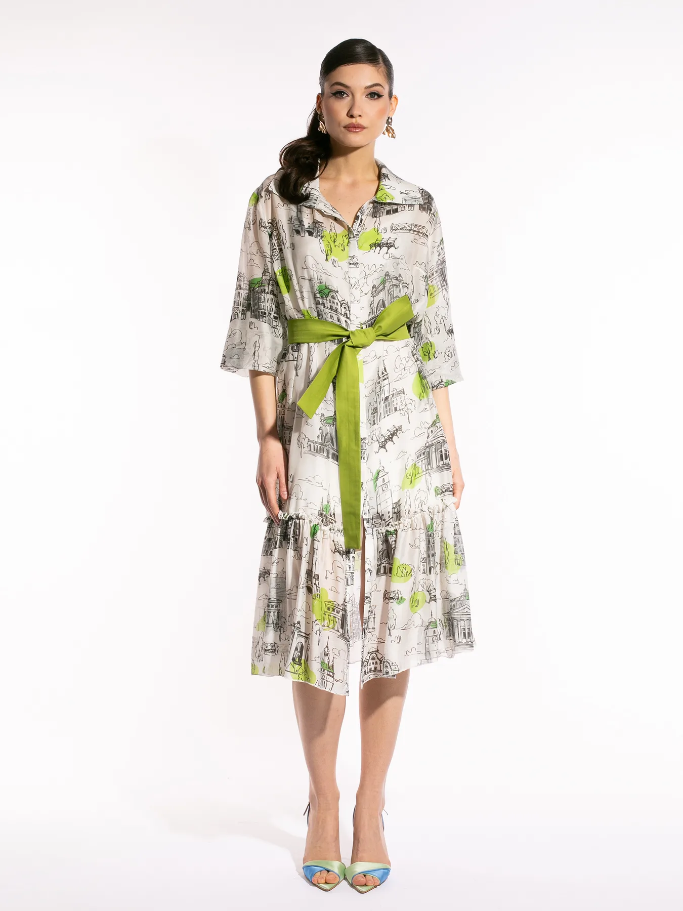 Rochie din voal din mătase cu print Selena by Larisa Dragna